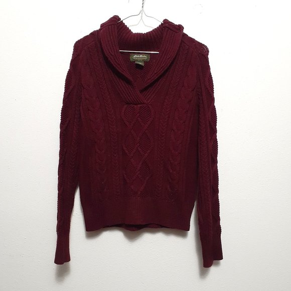 Eddie Bauer Sweaters Eddie Bauer Maroon Chunky Knit Sweater Medium